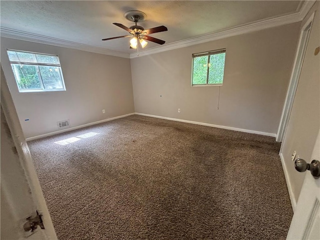 4135 Moore Rd, Conley, GA 30288 - spare room with carpet, baseboards, ornamental molding, and ceiling fan