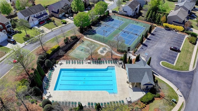 580 Hammersmith Dr, Suwanee, GA 30024 - aerial overview of property's location featuring a pool and nearby suburban area