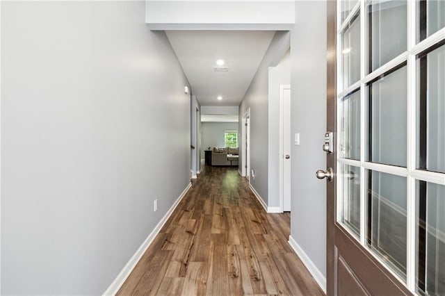 519 Magnolia Dr, Dawsonville, GA 30534 - hall featuring wood finished floors, baseboards, and recessed lighting