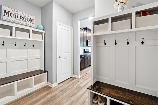 519 Magnolia Dr, Dawsonville, GA 30534 - mudroom featuring light wood-style flooring and baseboards