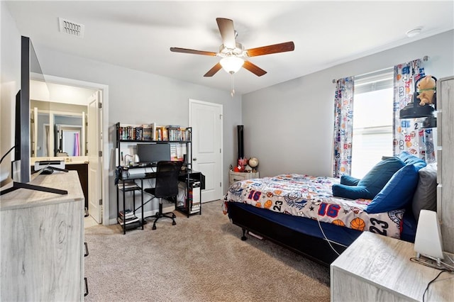 519 Magnolia Dr, Dawsonville, GA 30534 - bedroom with light colored carpet and a ceiling fan