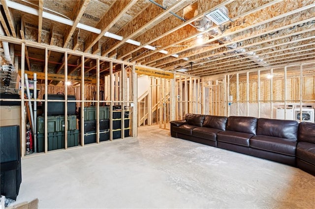 519 Magnolia Dr, Dawsonville, GA 30534 - unfinished below grade area featuring washer / clothes dryer