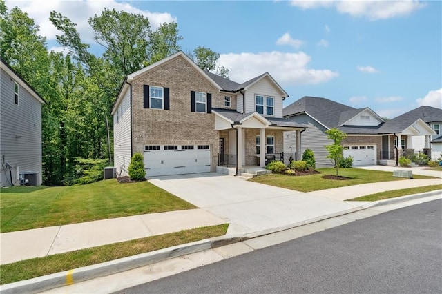 519 Magnolia Dr, Dawsonville, GA 30534 - craftsman-style house with covered porch, driveway, central AC unit, and a front lawn