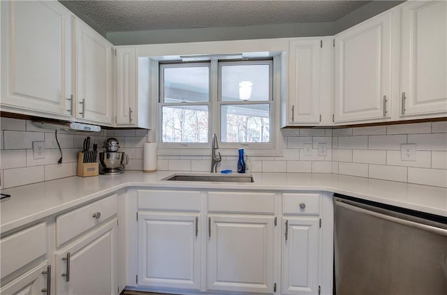 317 Shenandoah Dr NE, Calhoun, GA 30701 - kitchen featuring stainless steel dishwasher, a sink, white cabinets, and tasteful backsplash