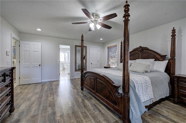317 Shenandoah Dr NE, Calhoun, GA 30701 - bedroom featuring wood finished floors, baseboards, recessed lighting, a ceiling fan, and a textured ceiling