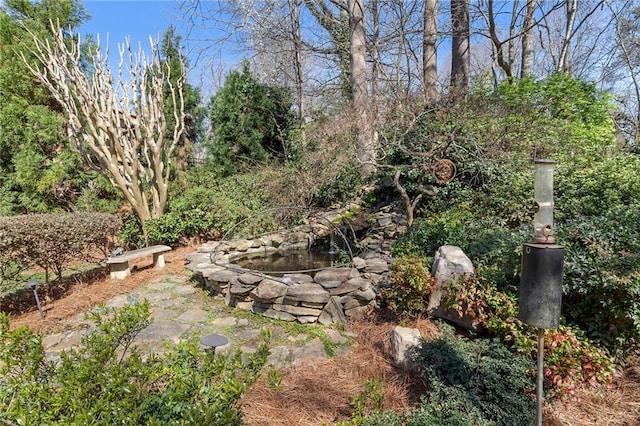 view of yard featuring an outdoor fire pit