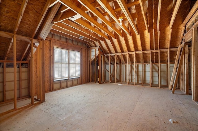 view of unfinished attic