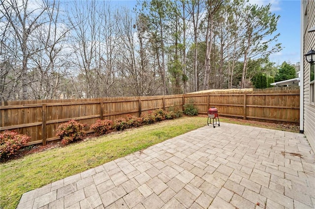 view of patio featuring a fenced backyard