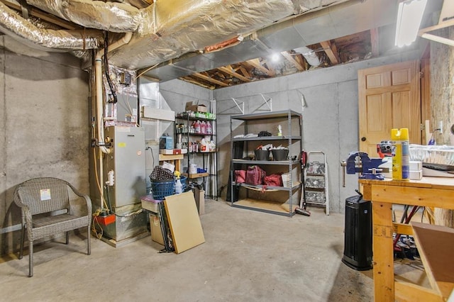 basement featuring a workshop area