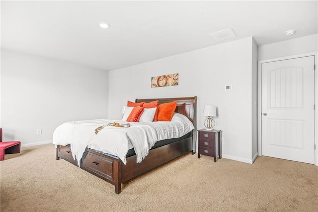 3135 Ellenton Dr, Lithia Springs, GA 30122 - bedroom with light colored carpet, recessed lighting, and baseboards