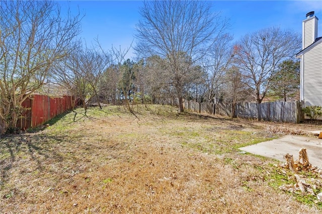 view of yard with a patio area and fence