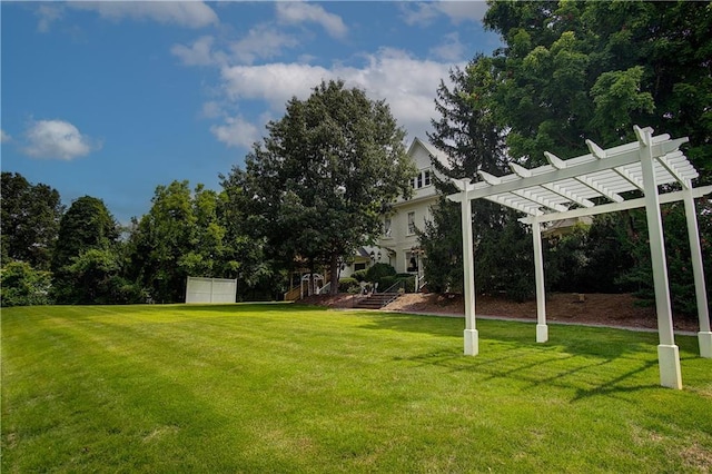 view of yard with a pergola