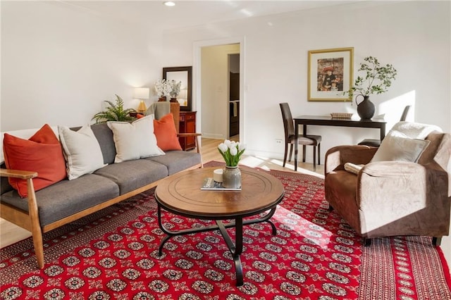 living area with recessed lighting