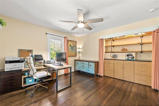1382 Varner Rd, Marietta, GA 30062 - home office featuring dark wood-style floors and a ceiling fan