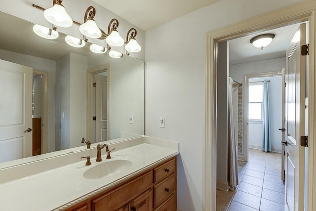 486 Gold Bullion Dr E, Dawsonville, GA 30534 - full bathroom featuring vanity, tile patterned floors, and baseboards