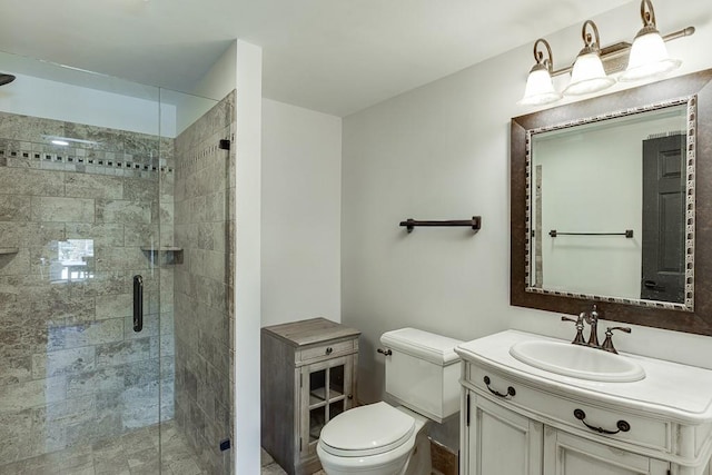 486 Gold Bullion Dr E, Dawsonville, GA 30534 - bathroom featuring a stall shower, toilet, and vanity