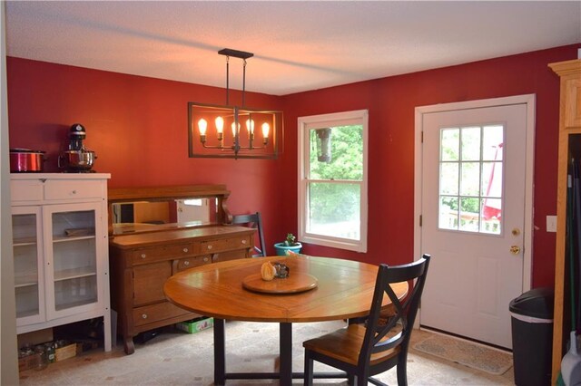 dining room with an inviting chandelier