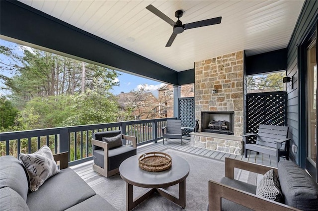 2583 Apple Valley Rd, Brookhaven, GA 30319 - view of patio with an outdoor living space with a fireplace