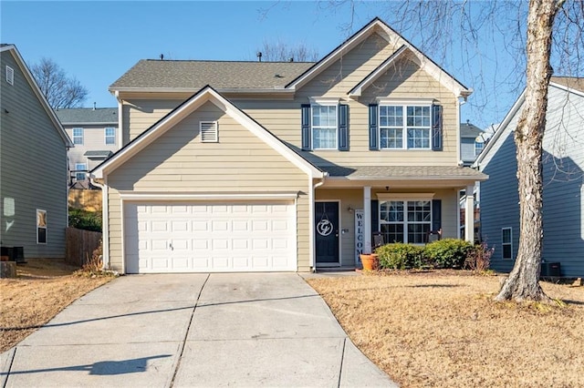 view of property with a garage