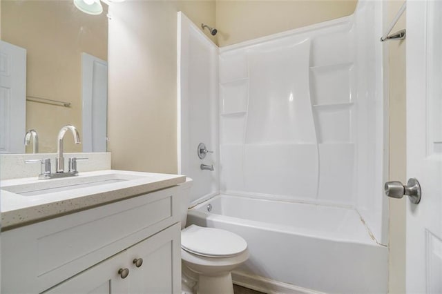 full bathroom featuring vanity, toilet, and shower / bath combination