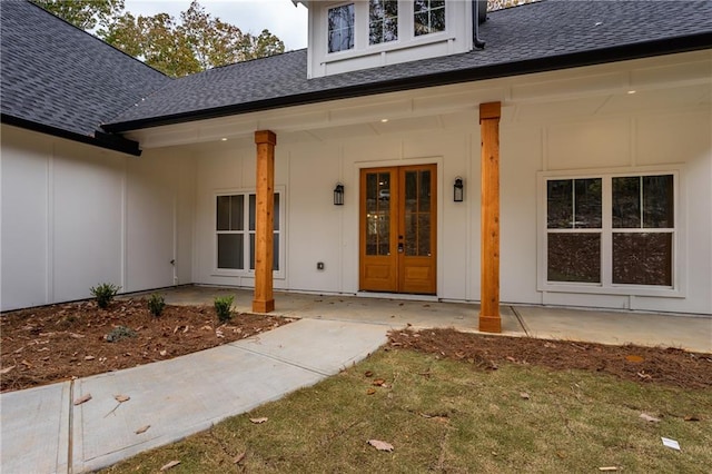 entrance to property featuring french doors