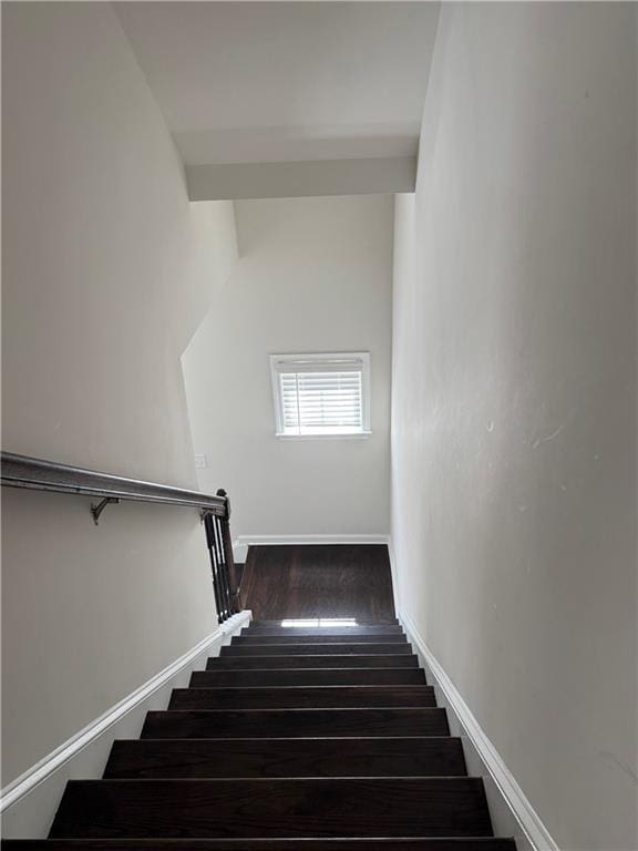 1452 Ridgebend Way SE, Mableton, GA 30126 - staircase featuring baseboards and wood finished floors