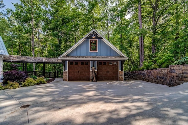 view of garage