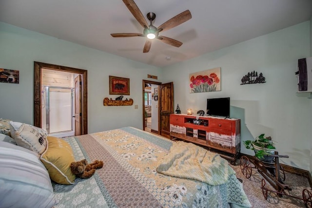 bedroom featuring ceiling fan