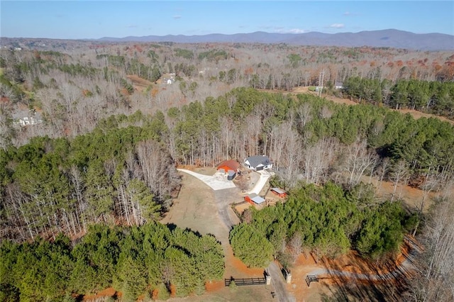 drone / aerial view featuring a mountain view