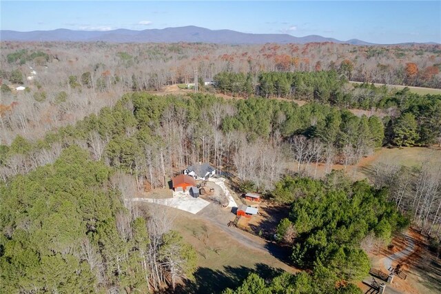 drone / aerial view featuring a mountain view