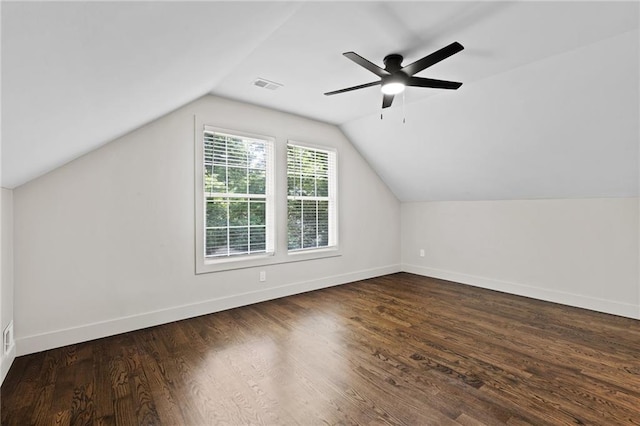 1887 Shalimar Dr, Atlanta, GA 30345 - additional living space featuring baseboards, ceiling fan, vaulted ceiling, and wood finished floors