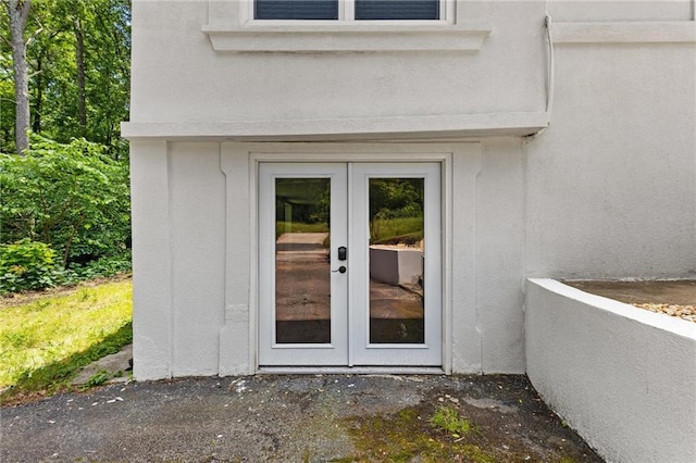 1887 Shalimar Dr, Atlanta, GA 30345 - view of exterior entry featuring french doors and stucco siding