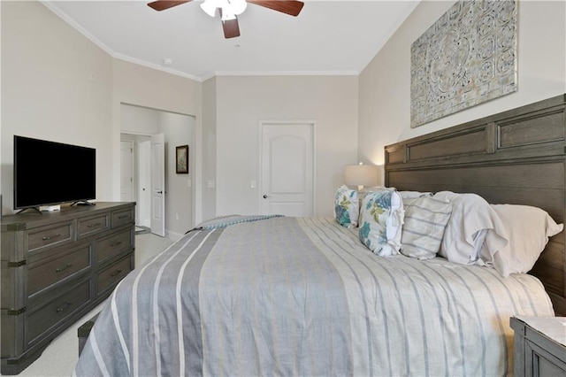 3621 Vinings Slope SE Unit 3411, Atlanta, GA 30339 - bedroom with ornamental molding, a ceiling fan, and baseboards