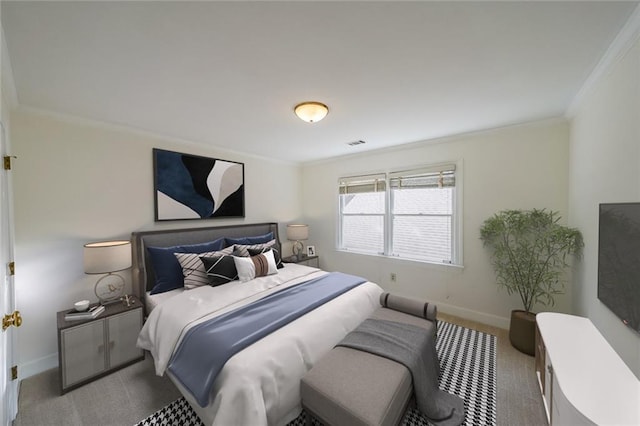 bedroom featuring ornamental molding