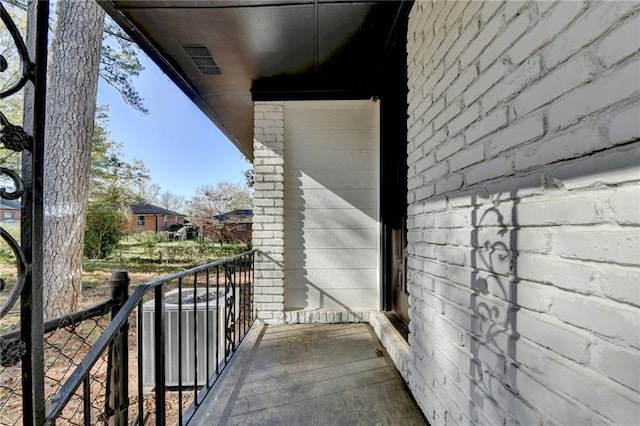 balcony featuring central AC unit