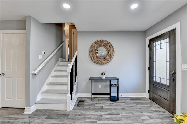 entrance foyer featuring light hardwood / wood-style flooring