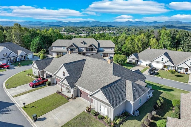 aerial view with a mountain view