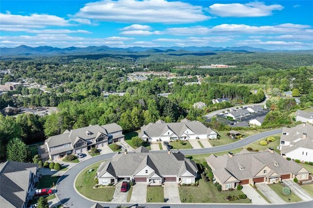 drone / aerial view with a mountain view