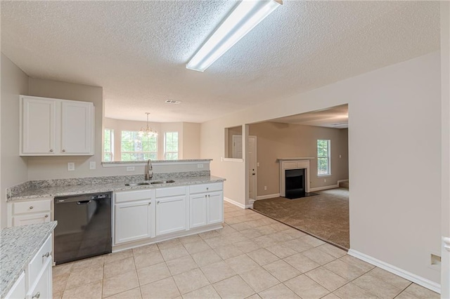 105 Kentwood Springs Dr, Hampton, GA 30228 - kitchen with white cabinetry, a textured ceiling, a sink, and dishwasher