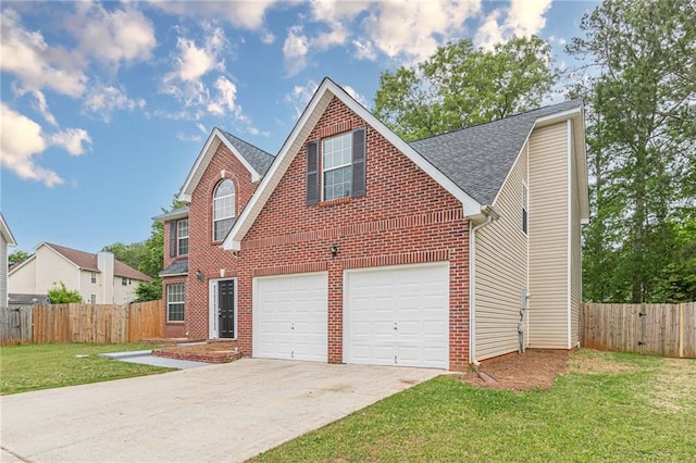 105 Kentwood Springs Dr, Hampton, GA 30228 - traditional-style house featuring concrete driveway, a front yard, brick siding, and fence