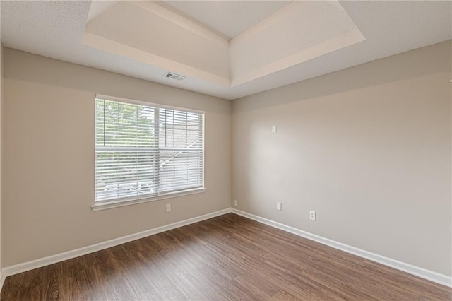 105 Kentwood Springs Dr, Hampton, GA 30228 - empty room featuring baseboards, visible vents, wood finished floors, and a raised ceiling