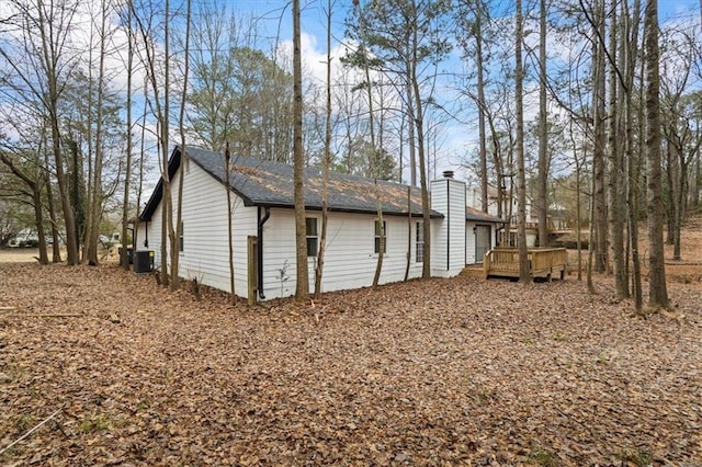 exterior space featuring central air condition unit