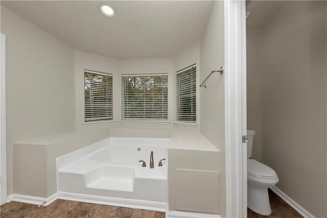 bathroom with toilet and a bathing tub