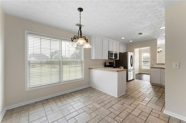 16 Kentucky Walk NE, Cartersville, GA 30121 - kitchen featuring stainless steel appliances, baseboards, a chandelier, a peninsula, and recessed lighting