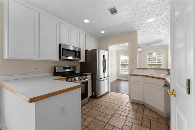 16 Kentucky Walk NE, Cartersville, GA 30121 - kitchen with appliances with stainless steel finishes, a peninsula, a sink, white cabinetry, and recessed lighting