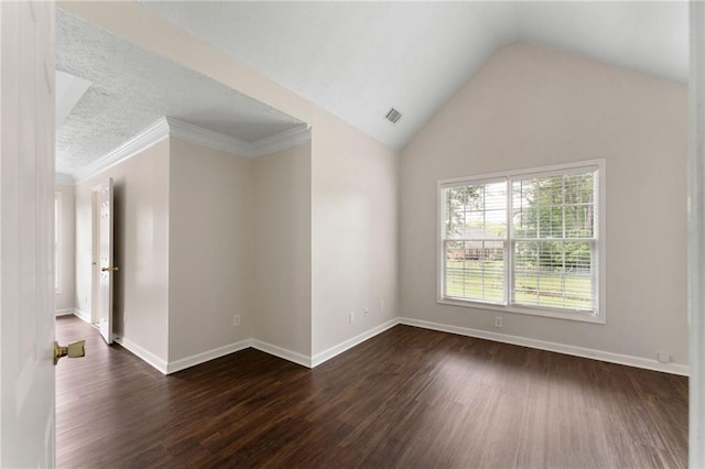 16 Kentucky Walk NE, Cartersville, GA 30121 - spare room featuring dark wood-type flooring, lofted ceiling, and baseboards