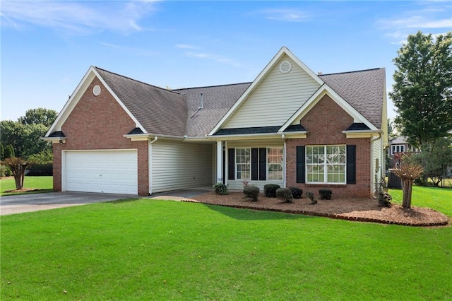 16 Kentucky Walk NE, Cartersville, GA 30121 - traditional-style house with brick siding, a garage, driveway, a front yard, and a shingled roof