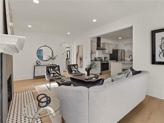 living room featuring light hardwood / wood-style flooring