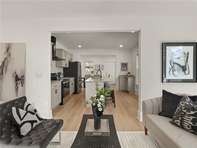 living room featuring light hardwood / wood-style flooring