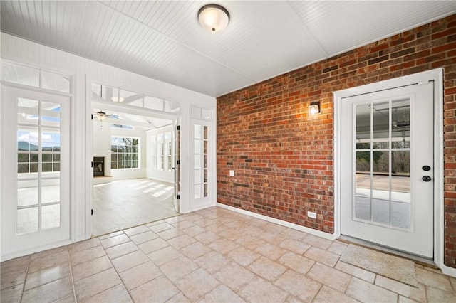 2279 Jerusalem Church Rd, Jasper, GA 30143 - unfurnished room with ceiling fan and brick wall